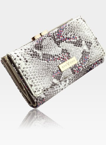 STEVENS dámska malá kožená peňaženka RFID Grey + Pink Sparkle