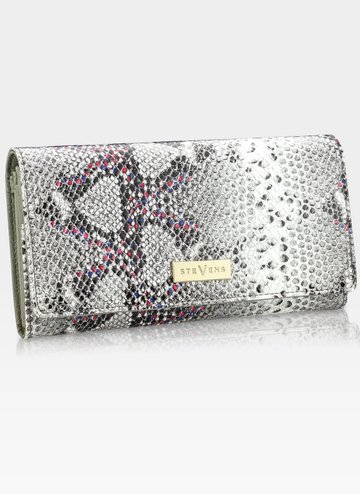 STEVENS dámska peňaženka z lakovanej kože Grey + Pink Sparkle 106