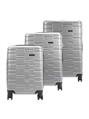 Sada cestovných kufrov Gravitt #1 x3 Z strieborná ABS s bezpečnostným zámkom a otočnými kolieskami