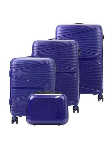Sada kufrov Jony Z04 x4 Z modrý ABS so strieborným kovaním a bezpečnostným zámkom
