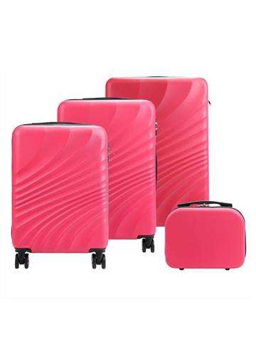 Sada ružových kufrov Gregorio W3002 S14/20/24/28 s kombinovaným zámkom a odolným materiálom ABS