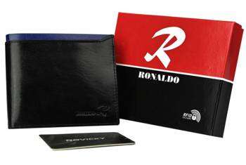 Skladacia horizontálna pánska peňaženka z lesklej pravej kože - Ronaldo