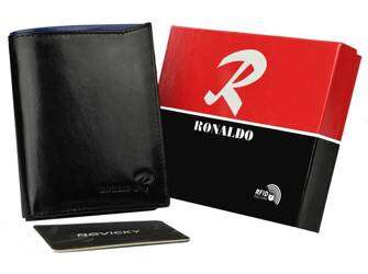Skladacia vertikálna pánska peňaženka z lesklej pravej kože - Ronaldo