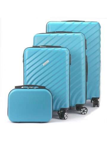 Súprava kufrov Gregorio Blue ABS s krypto zámkom a štyrmi otočnými kolieskami