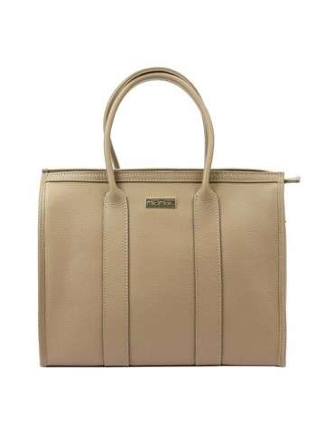 Tmavobéžová kožená kabelka MiaMore 01-056 DOLLARO shopperbag s popruhom