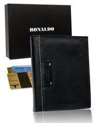 Veľká čierna kožená pánska peňaženka RFID - Ronaldo