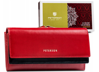 Veľká dámska kožená peňaženka so zapínaním na patentku a bigiel - Peterson