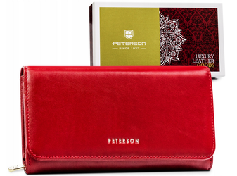 Veľká dámska kožená peňaženka so zapínaním na patentku a systémom RFID - Peterson