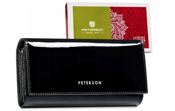 Veľká kožená dámska peňaženka so zapínaním na patentku - Peterson