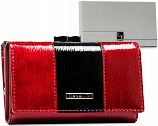 Veľká lakovaná dámska kožená peňaženka so zapínaním na patentku a bigiel - 4U Cavaldi