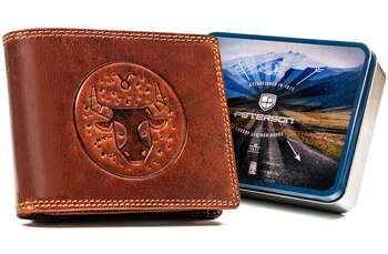 Veľká pánska kožená peňaženka s reliéfom zobrazujúcim znamenie zverokruhu - Peterson