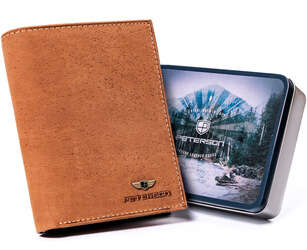 Vertikálna, elegantná pánska peňaženka z prírodnej kože - Peterson