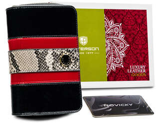 Vertikálna kožená peňaženka s dizajnom hadej kože - Peterson