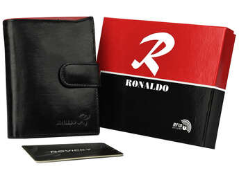 Vertikálna pánska peňaženka na zips z lesklej pravej kože - Ronaldo