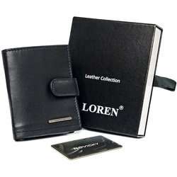 Vertikálne kožené puzdro na karty so zapínaním a vreckom na bankovky - Loren