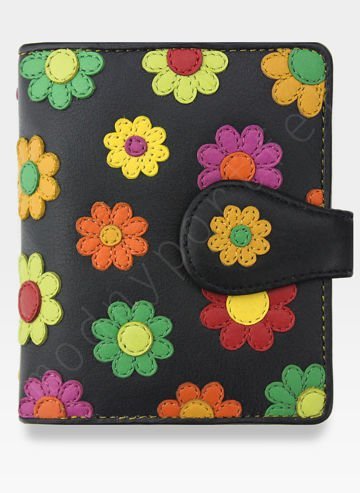 Visconti Dámska kožená peňaženka Daisy Flower DS80 Black