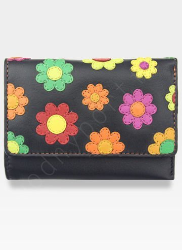 Visconti Dámska kožená peňaženka Daisy Flower DS81 Black
