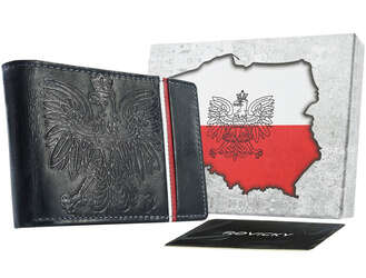 Vlastenecká kožená peňaženka s emblémom a vlajkou Poľska