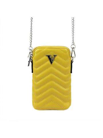 Žltá kabelka z ekokože Sergio Valentini P365 Crossbody s reťazovým popruhom